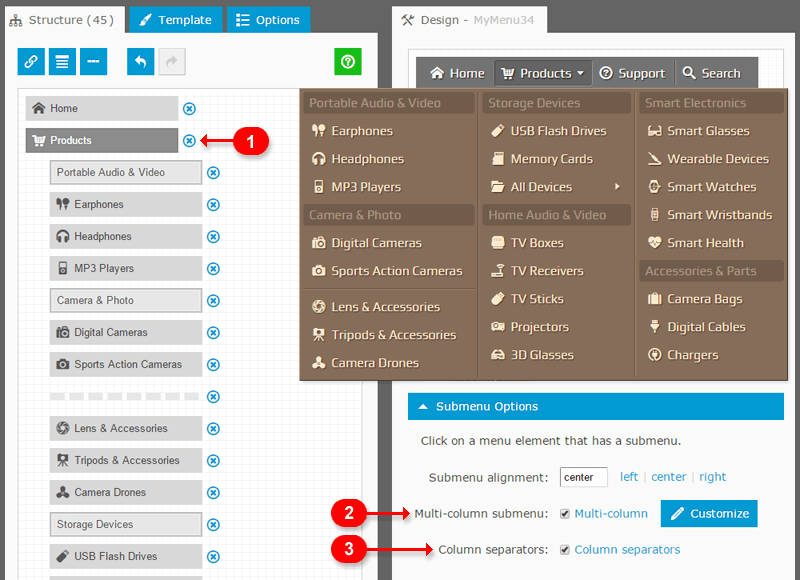 Dropdown Menu with a large number of elements