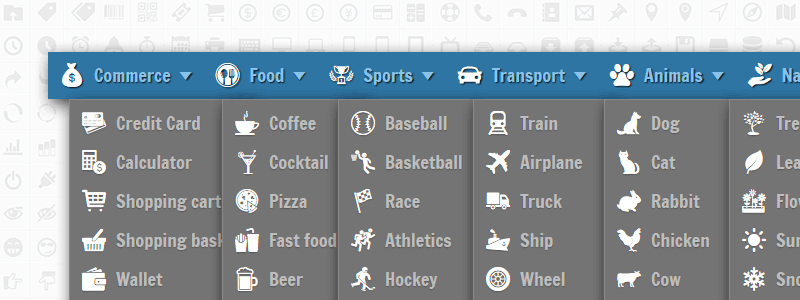 How to add vector icons to website menu