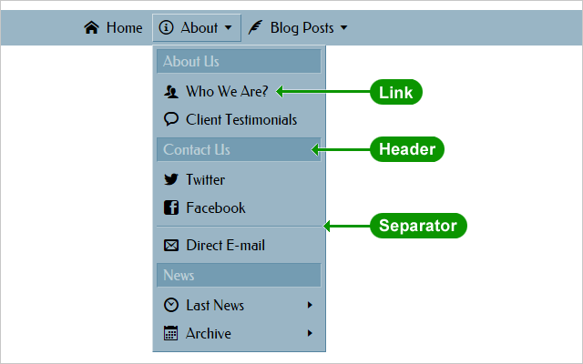 Menu elements