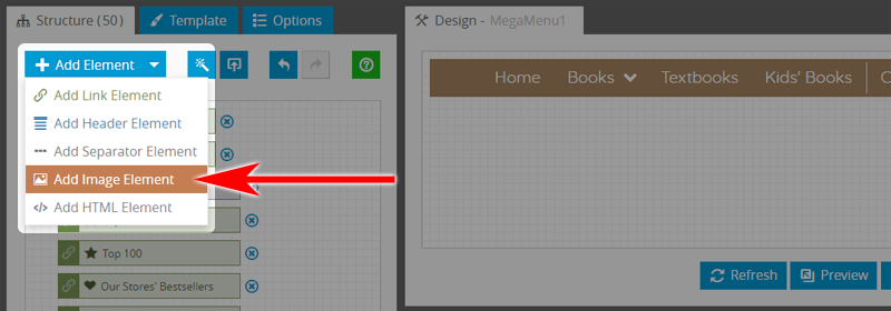 Mega Menu: Add Image Element