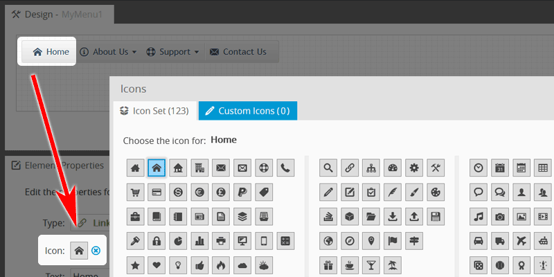 Website Navigation: Add Icons