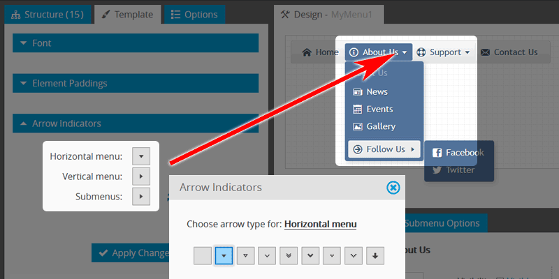 Website Navigation: Arrow Indicators